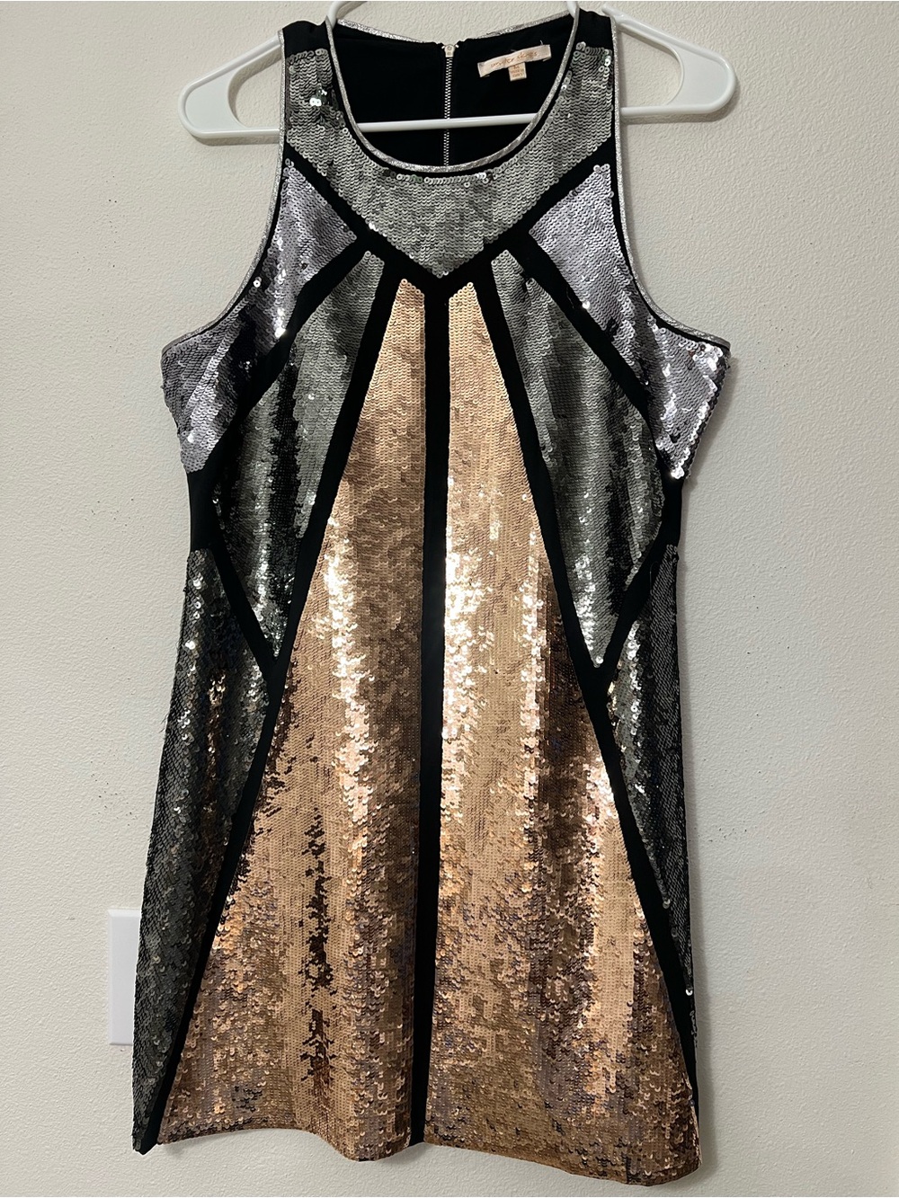 Under Skies Black Sequin Colorblock Tank Dress